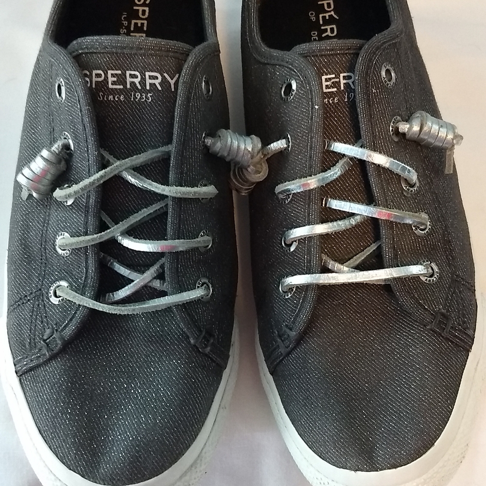 , Sperry Topsiders Gray Glitter Sneakers Size 8M